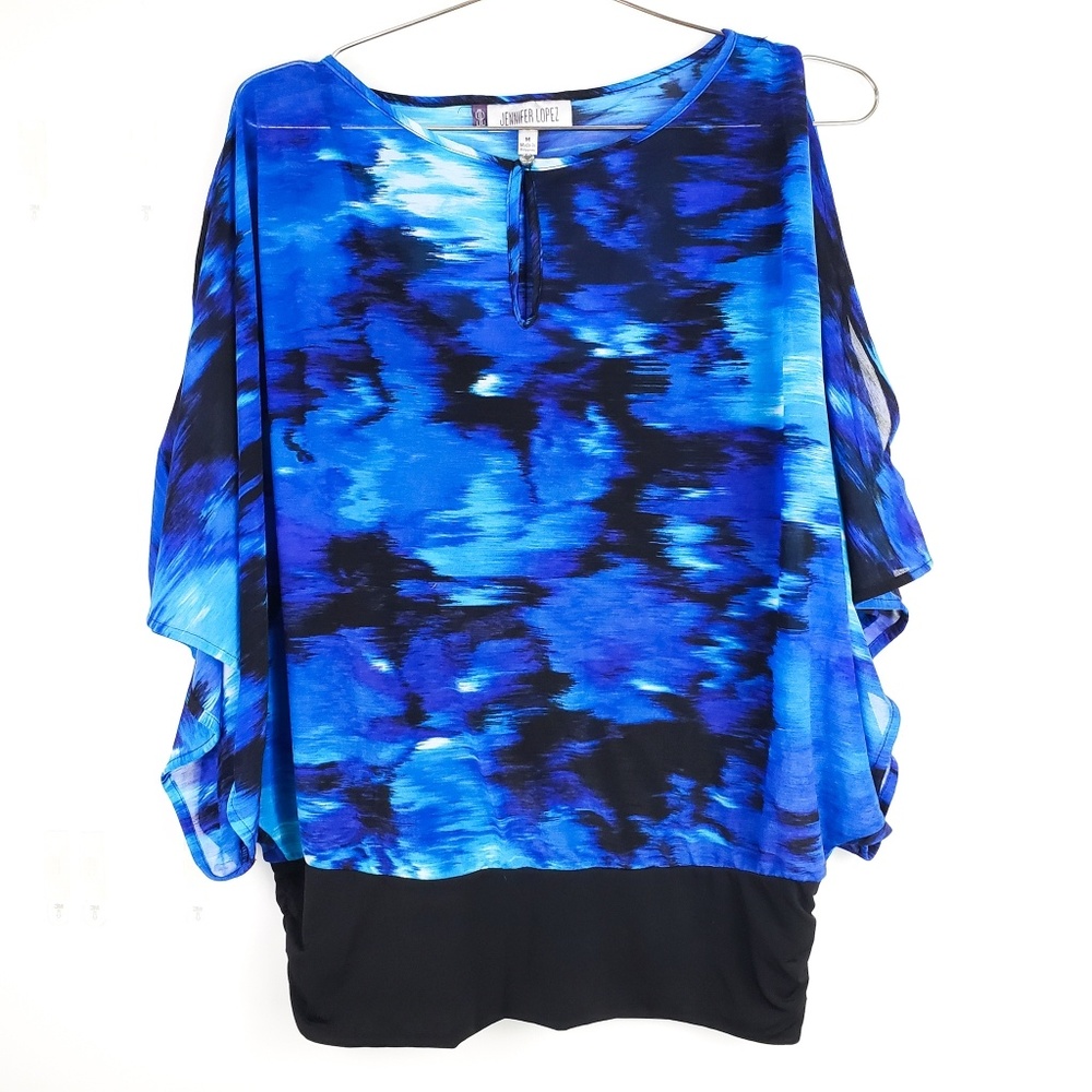 ⭐ Jennifer Lopez Printed Sheer Dolman Sleeve Top